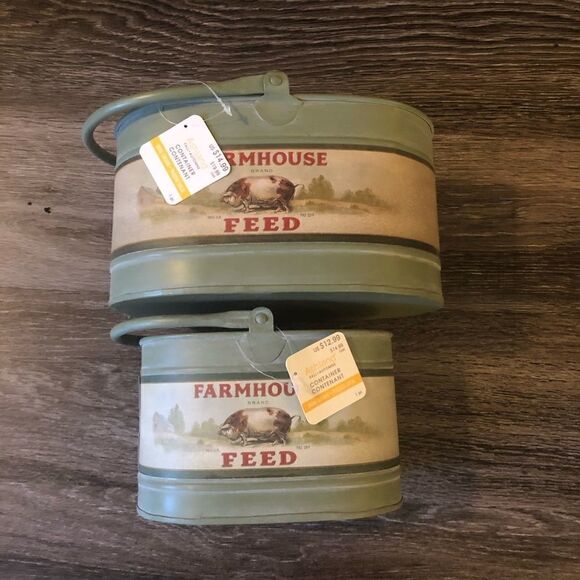 NWT Set of 2 Farm House Container Fall Decor - Picture 4 of 4